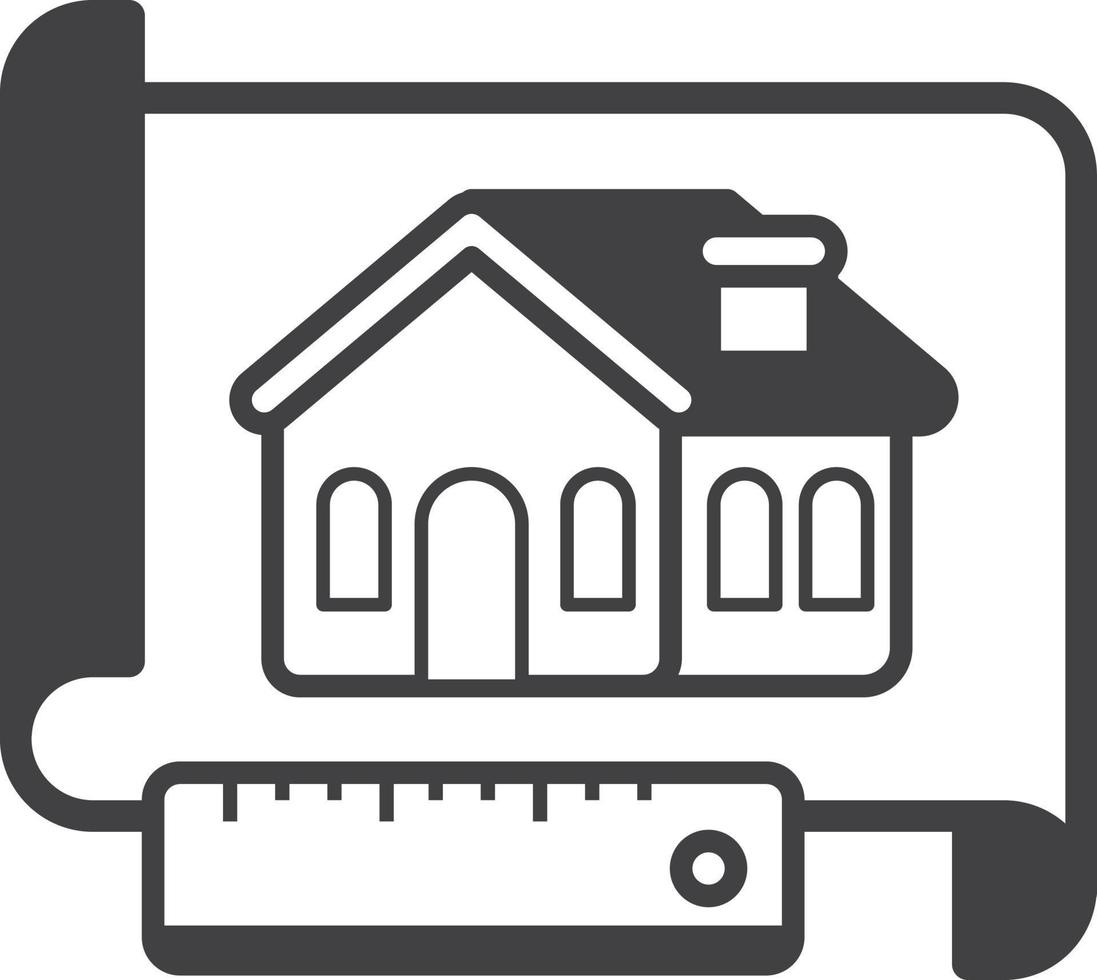 ilustração de plano de construção de casa em estilo minimalista vetor