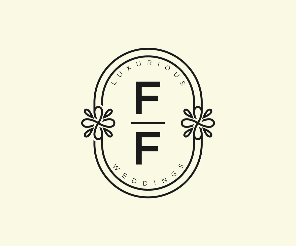 modelo de logotipos de monograma de casamento de letra inicial ff, modelos modernos minimalistas e florais desenhados à mão para cartões de convite, salve a data, identidade elegante. vetor