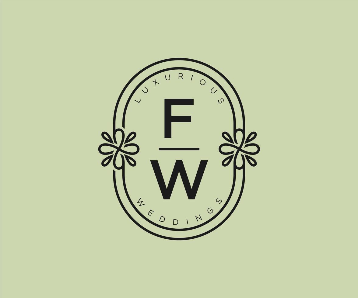 fw letras iniciais modelo de logotipos de monograma de casamento, modelos modernos minimalistas e florais desenhados à mão para cartões de convite, salve a data, identidade elegante. vetor