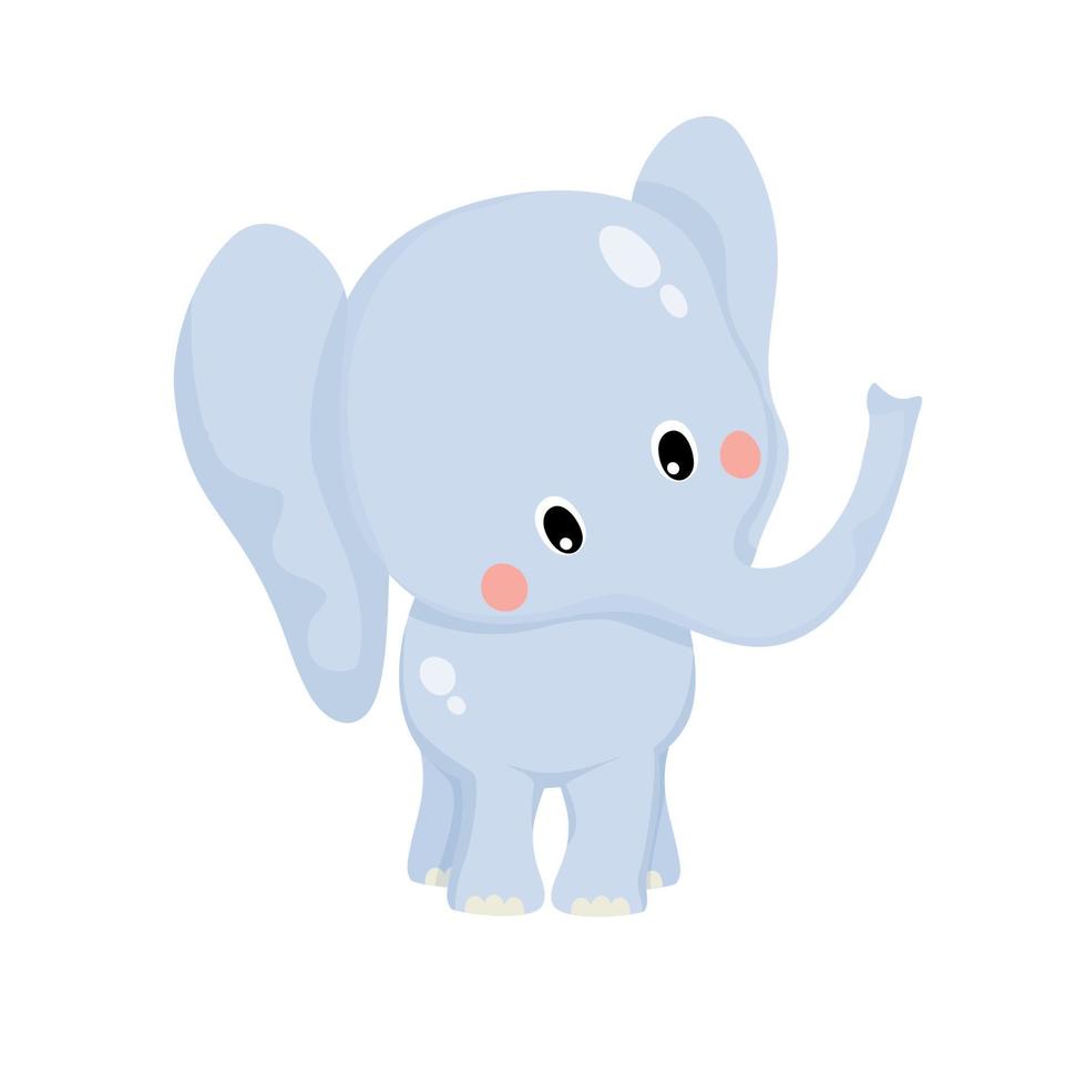 ilustração em vetor de elefante fofo animal isolado em estilo cartoon sobre fundo branco. use para aplicativo infantil, jogo, livro, impressão de camiseta com estampa de roupas, chá de bebê.