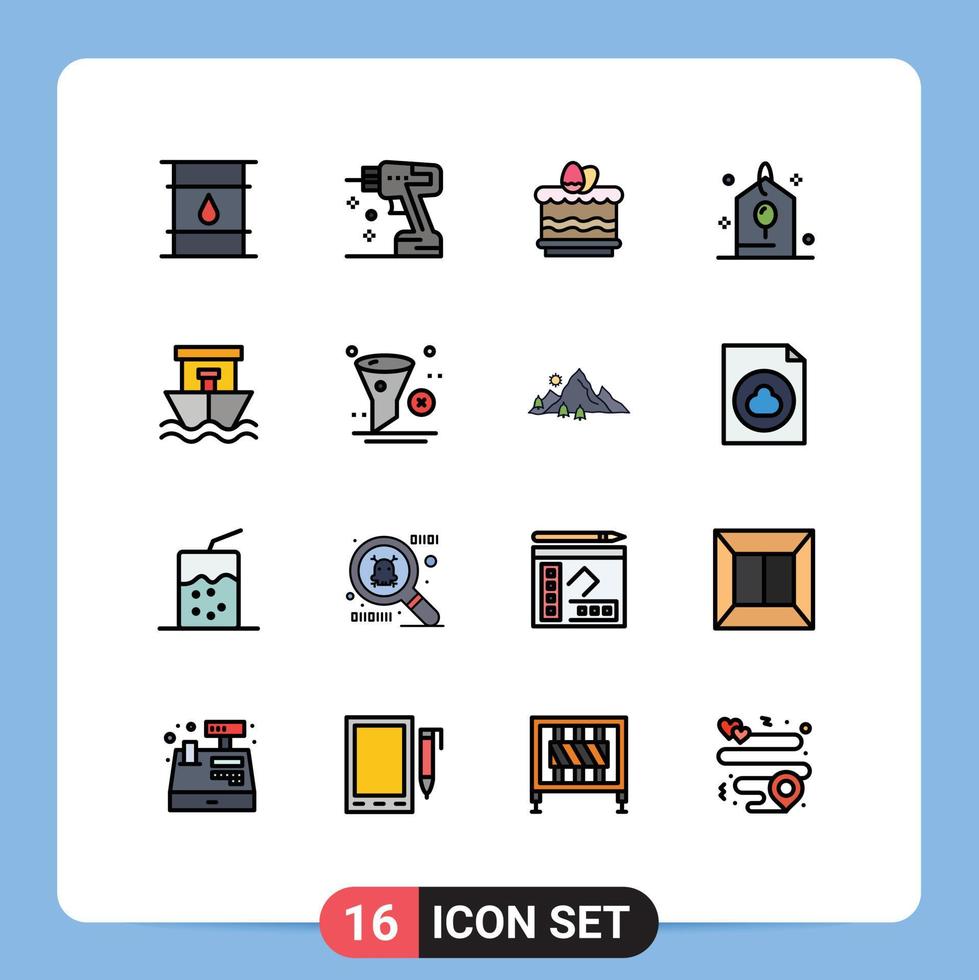 conjunto de 16 sinais de símbolos de ícones de interface do usuário modernos para celebração de ferramenta de presente de navio ovo elementos de design de vetor criativo editáveis
