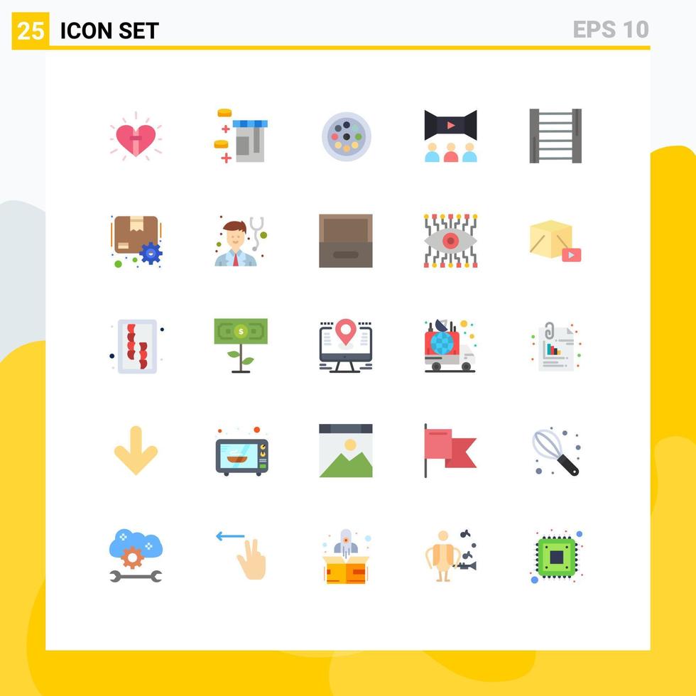 pacote de interface do usuário de 25 cores planas básicas do extrator de multimídia de escada elementos de design de vetores editáveis de cinema
