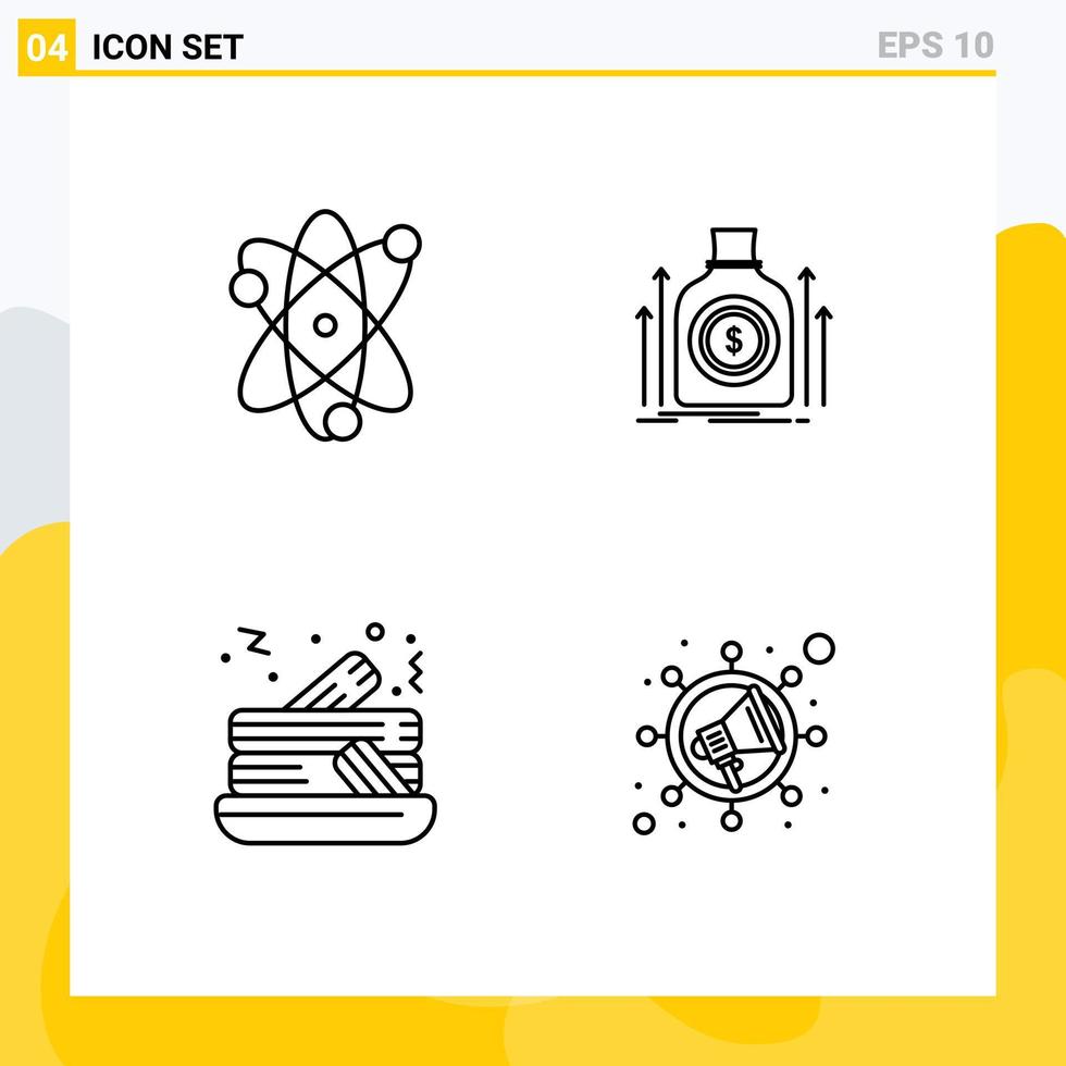 grupo de símbolos de ícone universal de 4 cores planas de linhas preenchidas modernas de elementos de design de vetores editáveis de comida de dólar de bolo de realização