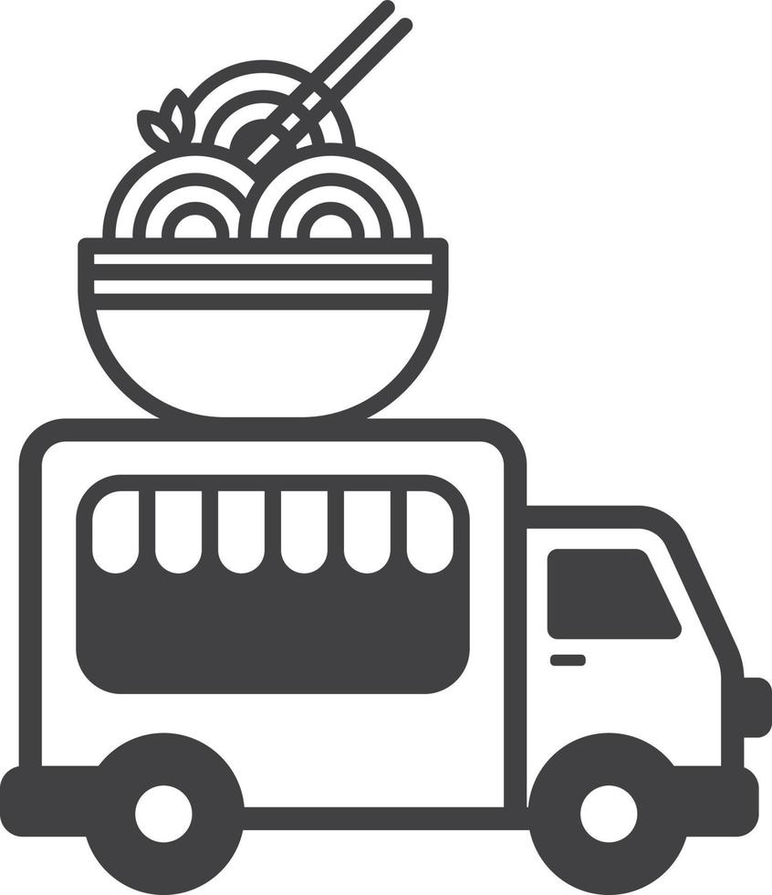 caminhão de comida e ilustração de macarrão em estilo minimalista vetor