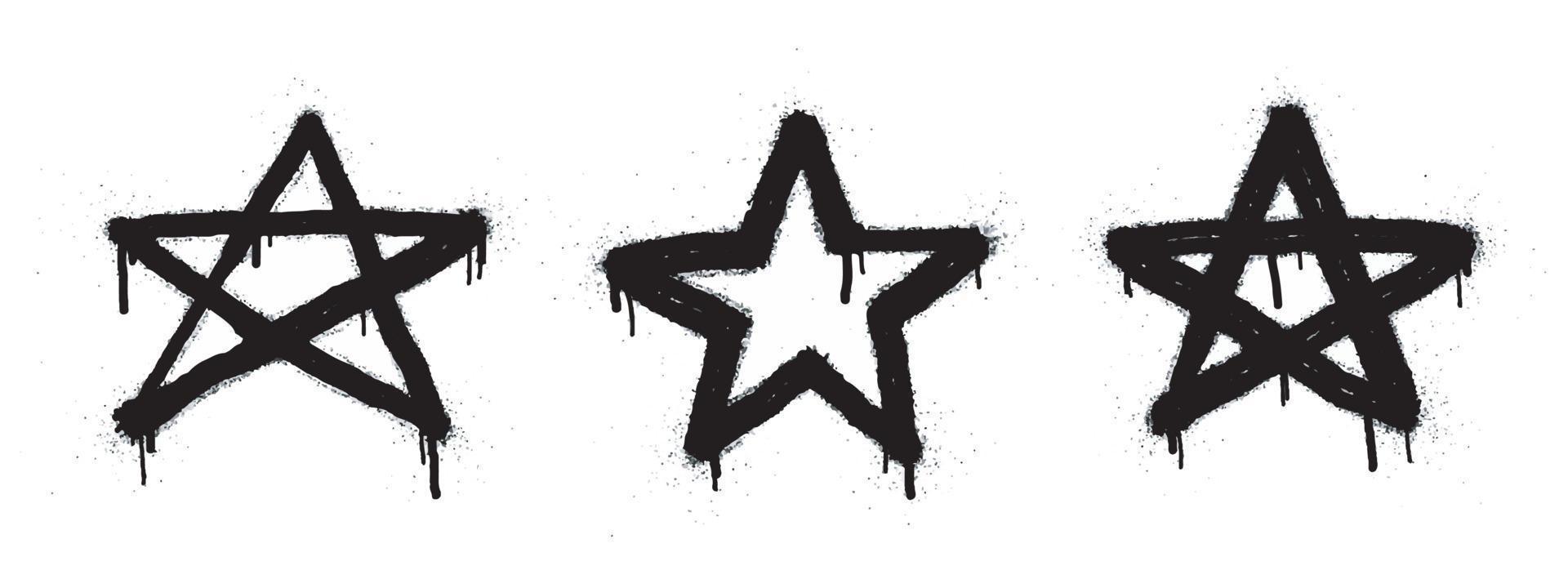 feedback positivo de classificação de cinco estrelas. graffiti pintado com spray cinco estrelas em preto sobre branco. símbolo de classificação por estrelas. isolado no fundo branco. ilustração vetorial vetor