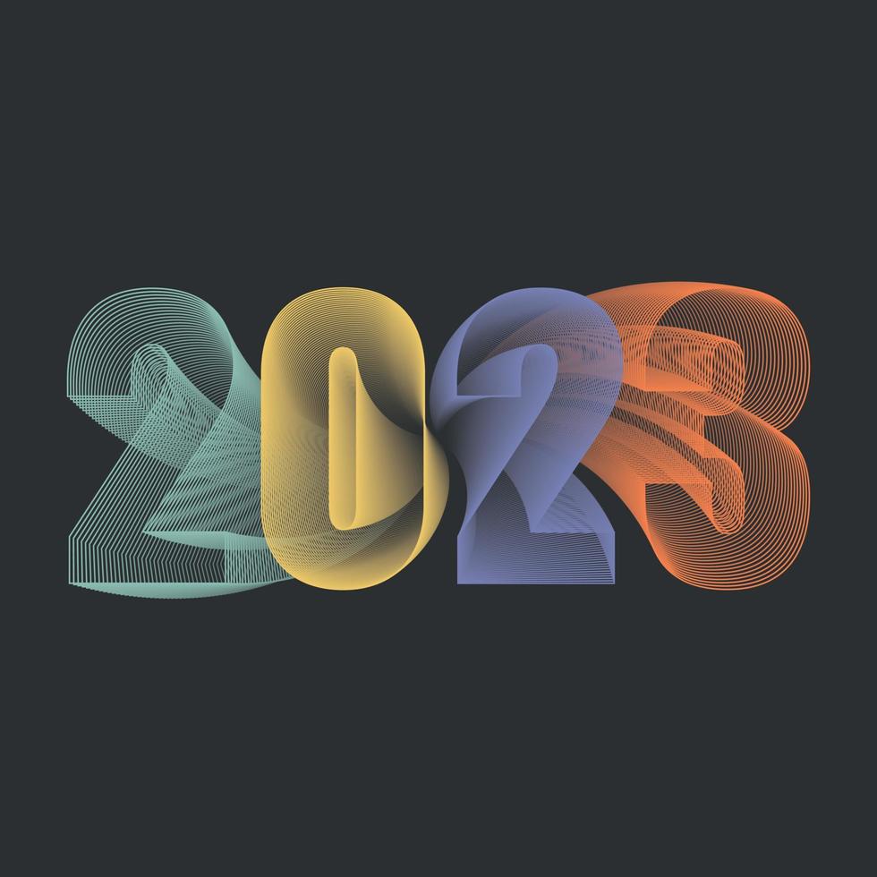 feliz ano novo 2023 design de texto vetor