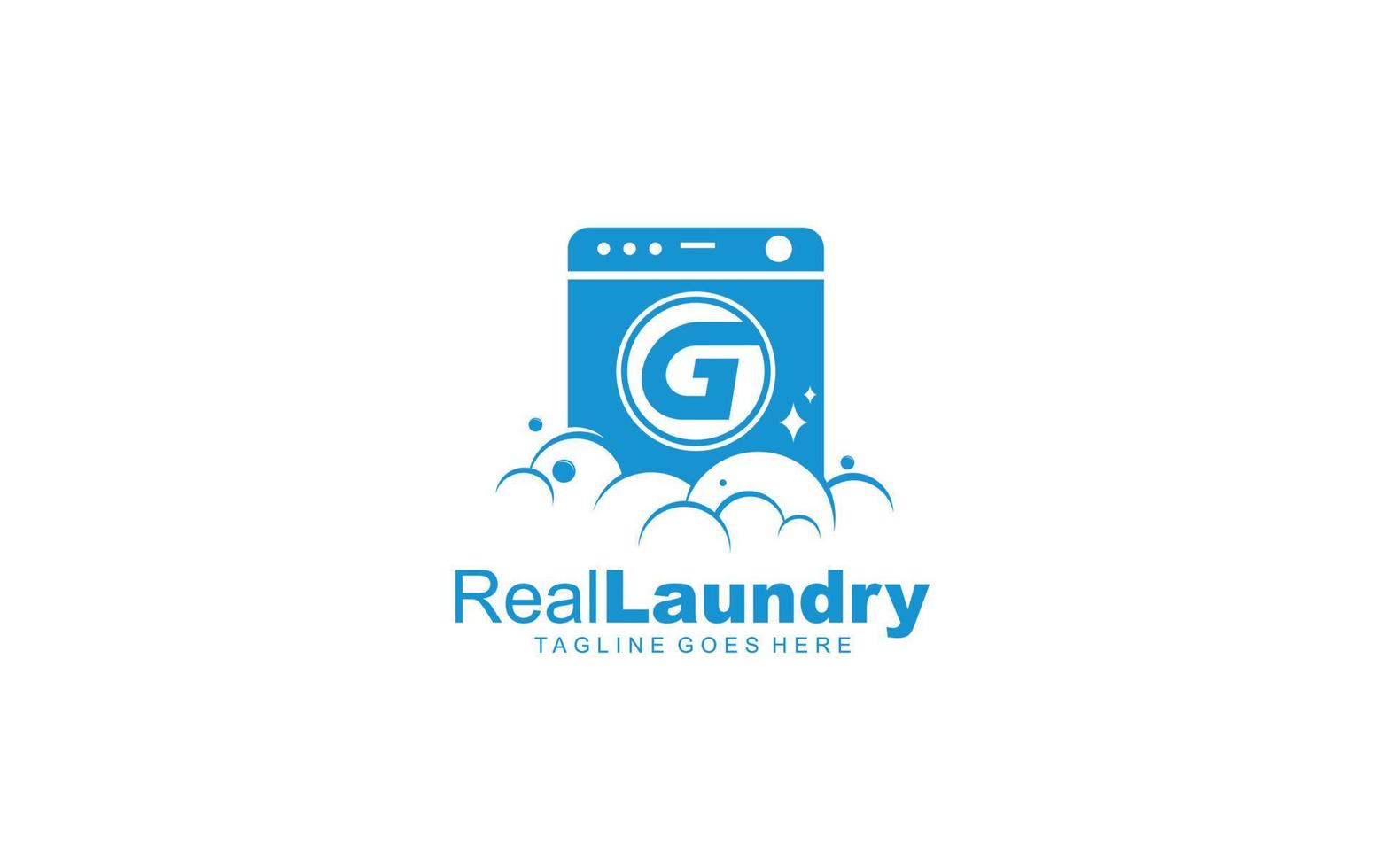 g logo lavanderia para empresa de branding. ilustração vetorial de modelo de carta para sua marca. vetor