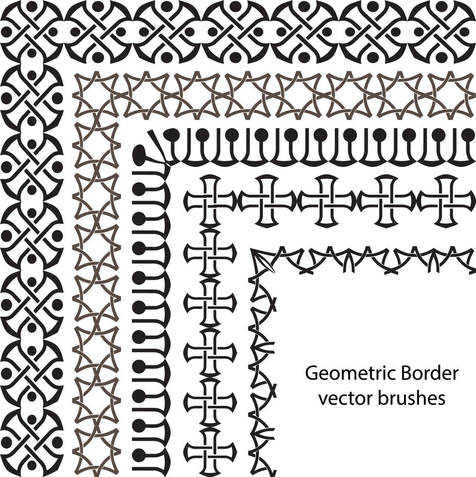 pincel de padrão vetorial de fronteira definido em elementos celtas e geométricos sem costura vetor