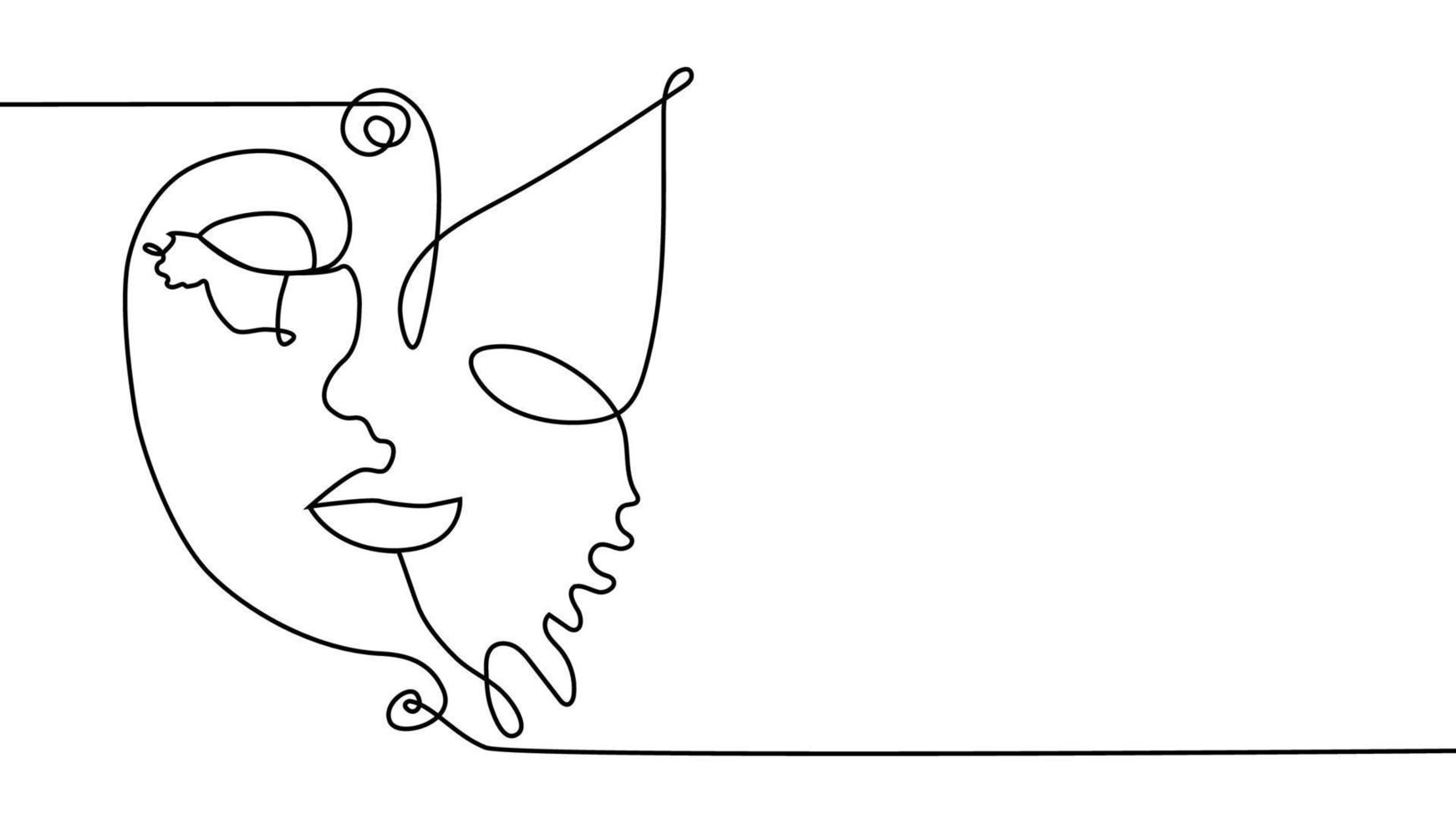 rosto abstrato com desenho de uma linha de borboleta. estilo minimalista portret vetor