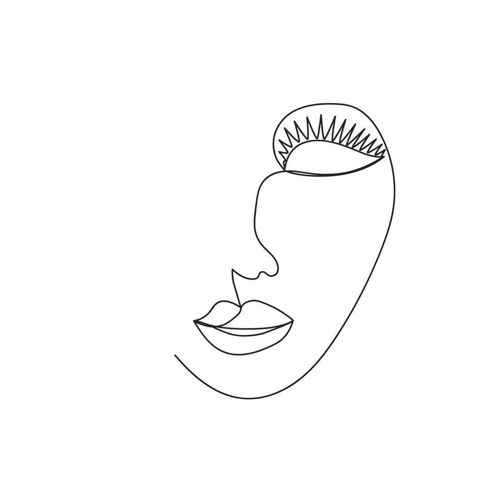 linha contínua, desenho de rostos e penteados, conceito de moda, beleza feminina minimalista, ilustração vetor