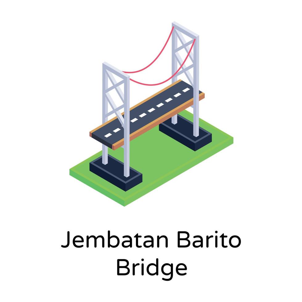 ícone editável isométrico da ponte vetor