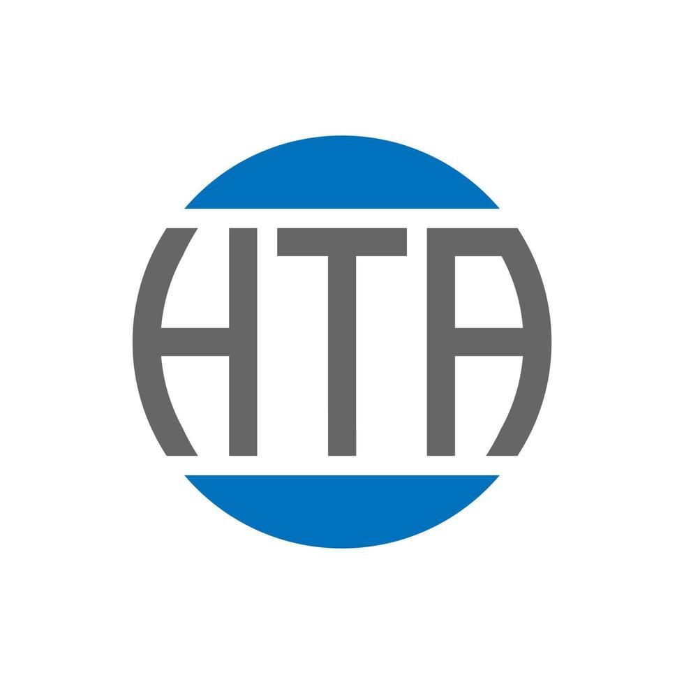 design de logotipo de letra hta em fundo branco. conceito de logotipo de círculo de iniciais criativas hta. design de letras hta. vetor