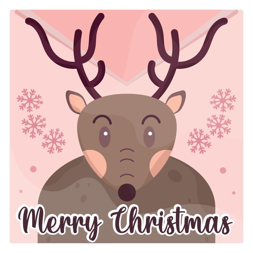desenho animado de rena feliz isolado colorido cartão de feliz natal ilustração em vetor