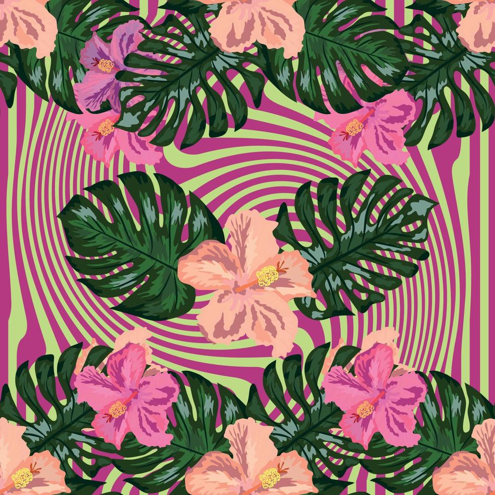 papel de parede havaiano tropical sem costura padrão tropical exótico floral. impressão botânica. fundo floral moderno. vetor