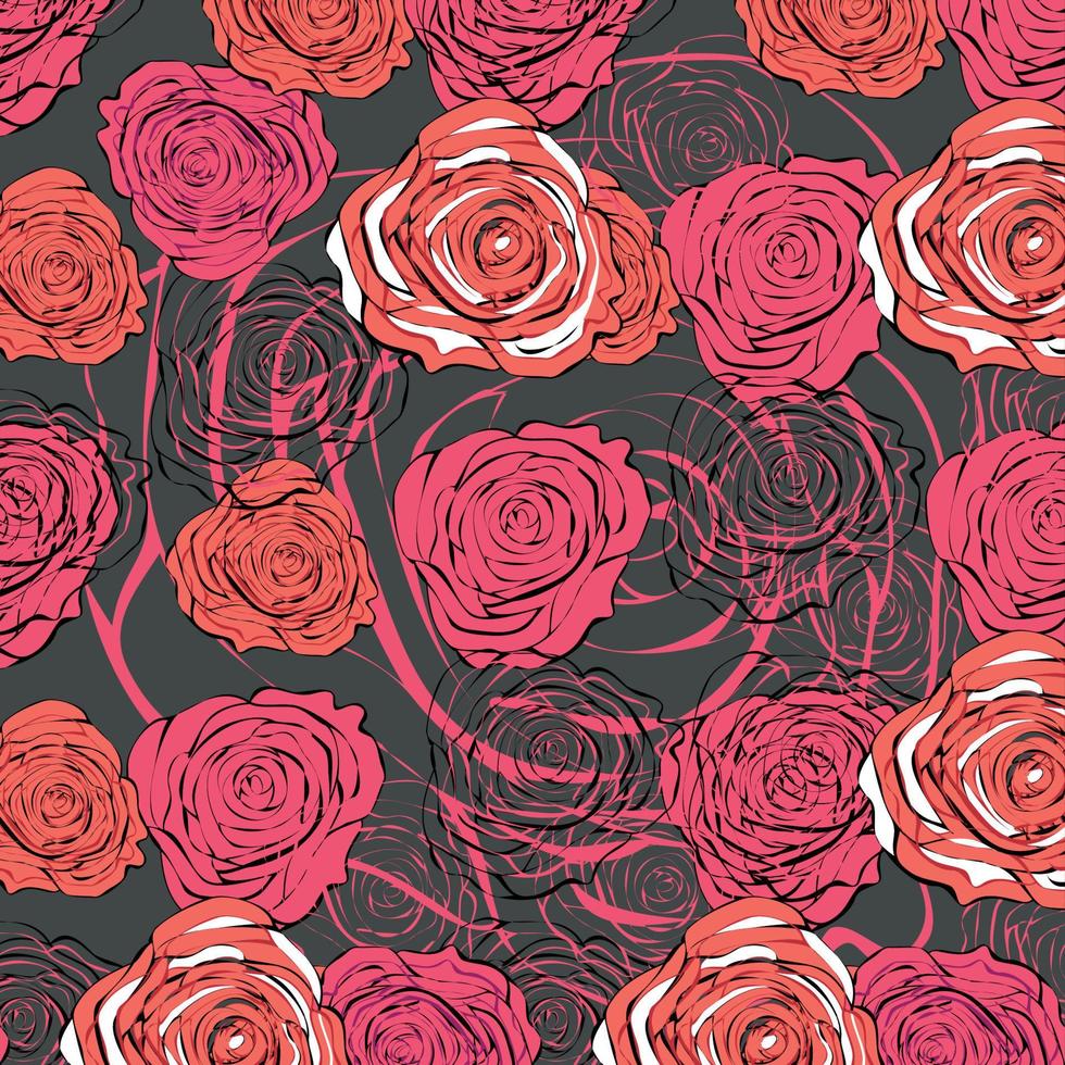 elegante padrão perfeito com lindas rosas cor de rosa para seu projeto vetor