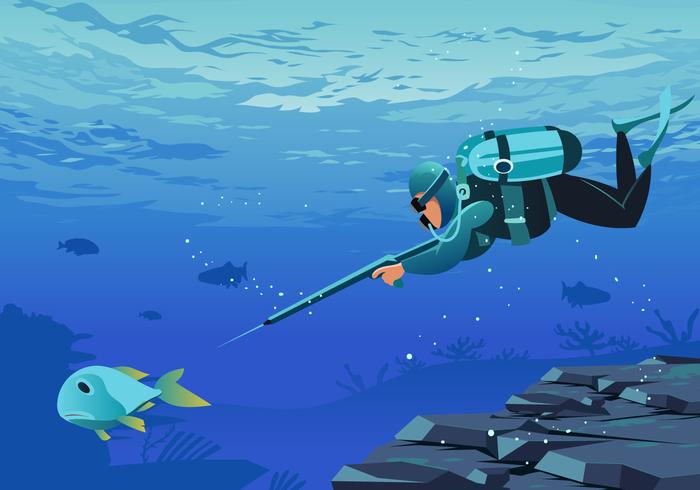 Spearfishing Underwater Vector