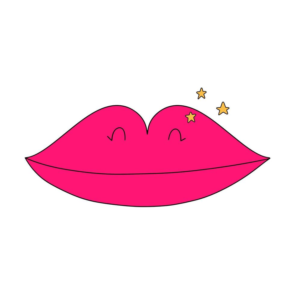 lindos lábios de desenho animado com estrelas. ilustração vetorial vetor