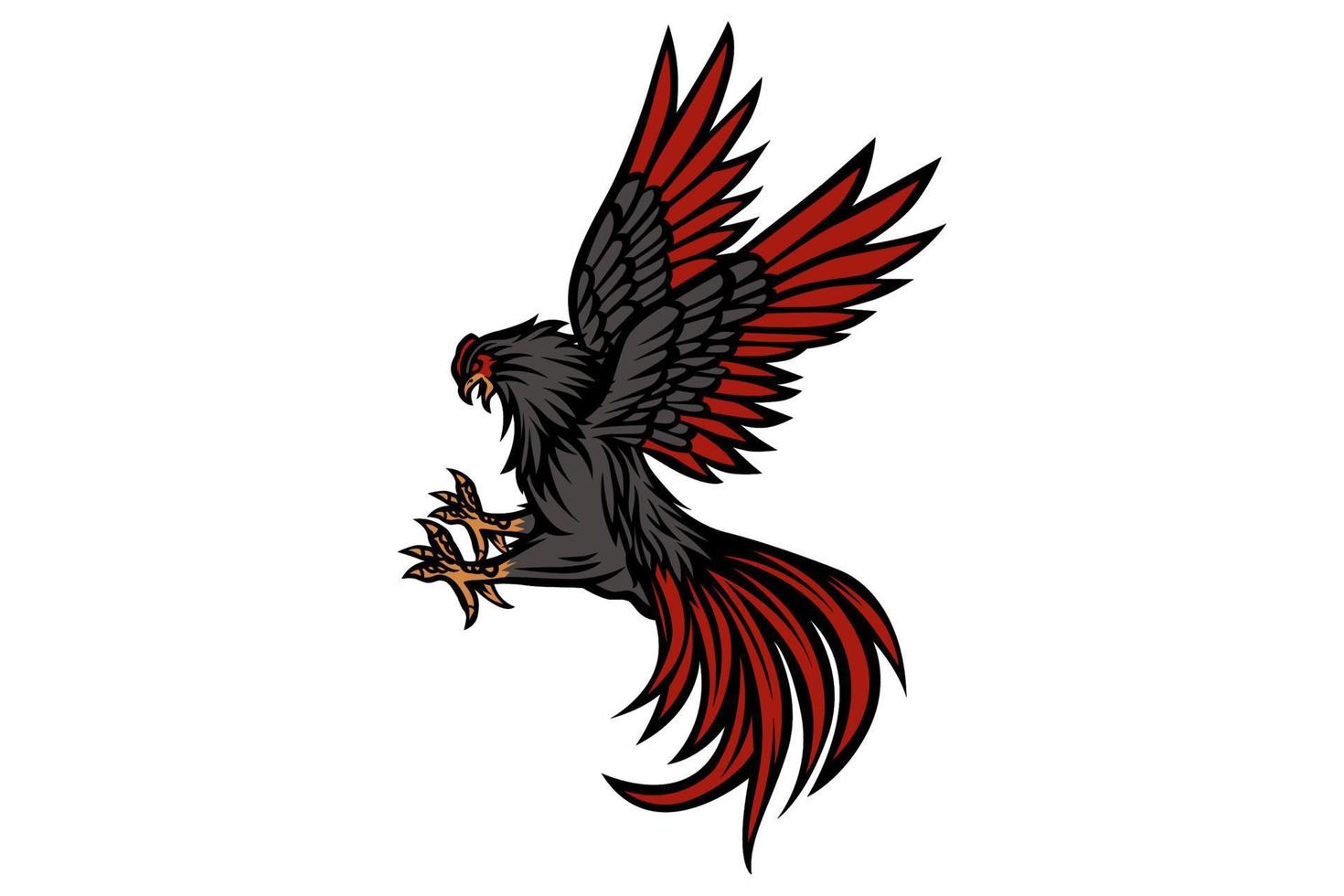 logotipo de vetor de lutador de galo, galinha de galo, galinha voadora
