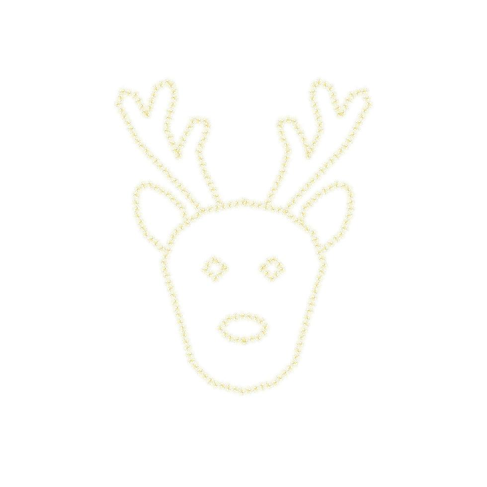 decoração de veado dourado de natal de glitter dourado brilhando brilha em fundo branco transparente. veado de brilho vetorial brilhante para modelo de design de natal ou ano novo vetor