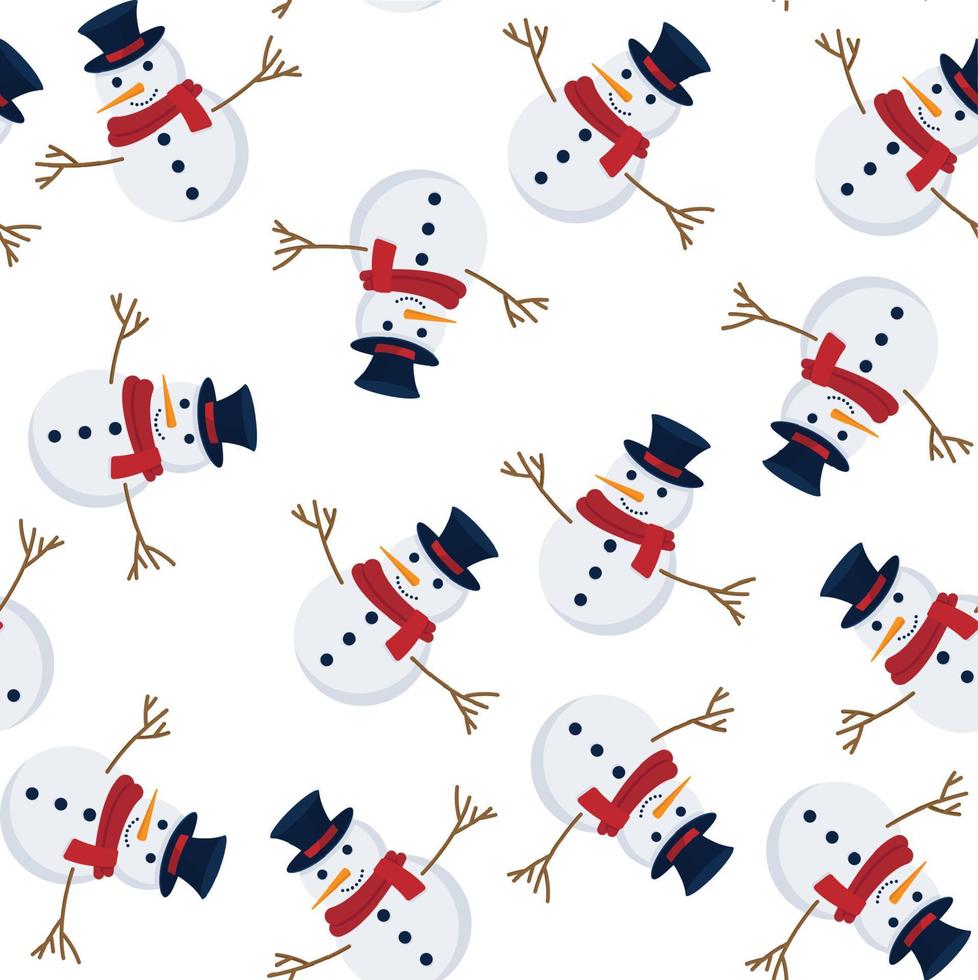 padrão perfeito de natal com boneco de neve, perfeito para papel de parede, papel de embrulho, preenchimentos de padrão, saudações de inverno, plano de fundo da página da web, cartões de saudação de natal e ano novo vetor