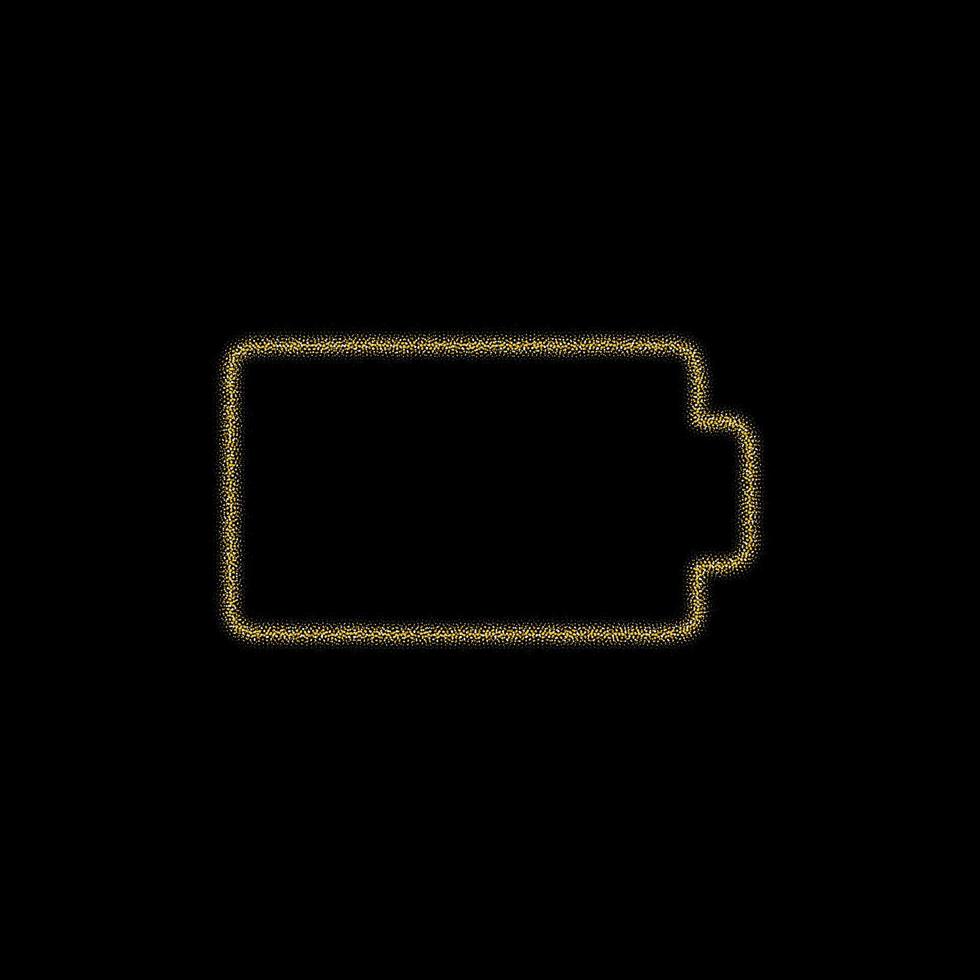 decoração dourada de natal de glitter dourado brilhando brilha em fundo preto. ícone de vetor de bateria