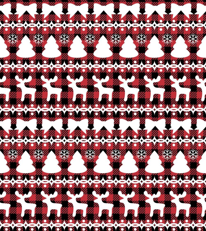 sinos de jingle de natal xadrez de búfalo no fundo da página de música. padrão sem emenda festivo. ilustração vetorial. vetor