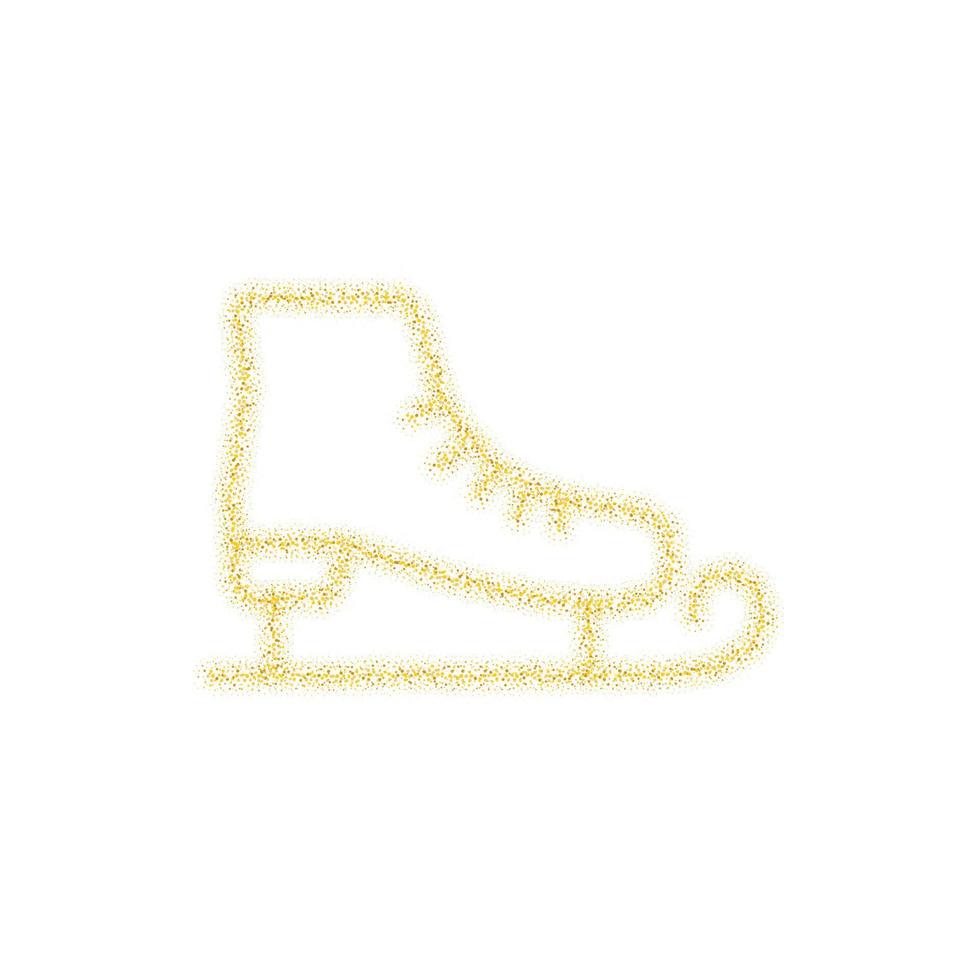 decoração de patins dourados de natal de glitter dourado brilhando brilhos em fundo branco transparente. patins de brilho vetorial brilhante para modelo de design de natal ou ano novo vetor