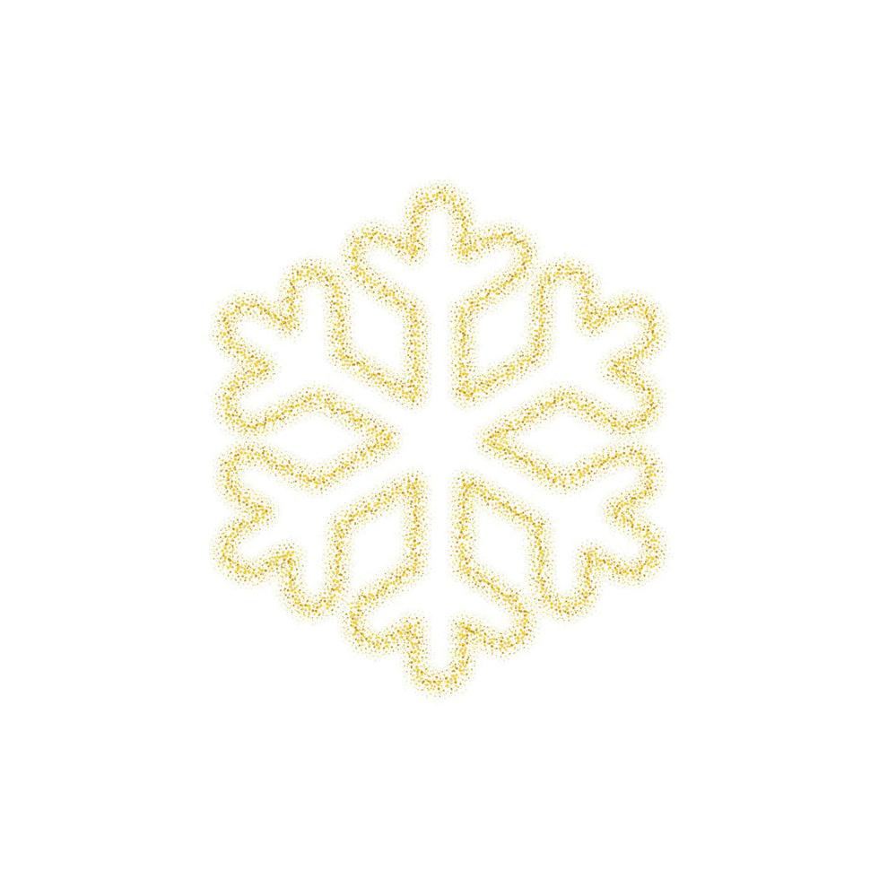 decoração de floco de neve dourado de natal de glitter dourado brilhando em fundo branco transparente. floco de neve de brilho vetorial brilhante para modelo de design de natal ou ano novo vetor