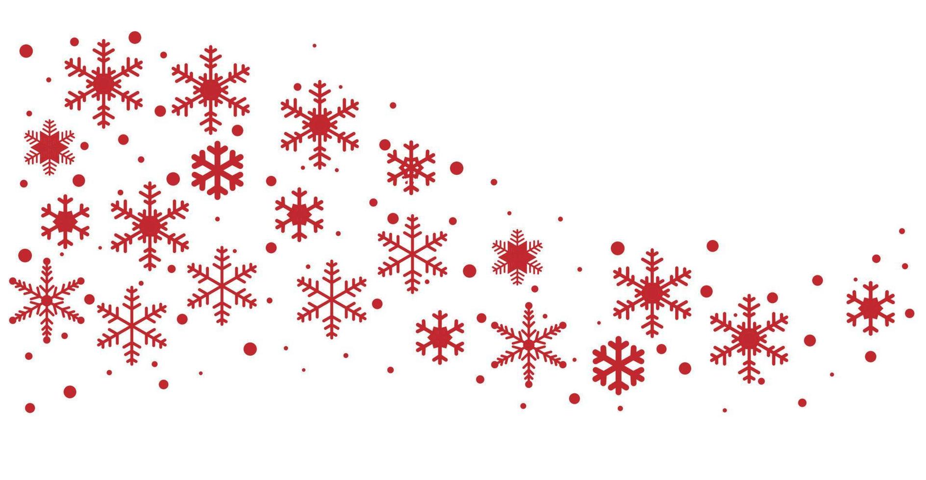 cartão de natal vermelho com flocos de neve. feliz Natal e Feliz Ano Novo. vetor