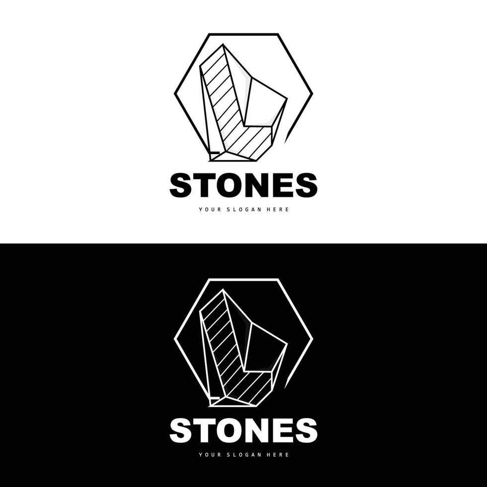 logotipo de pedra, pedra vetorial moderna com estilo de linha de geometria, design para decoração estética, produto moderno de marca, linha de geometria estética abstrata de ícone simples vetor