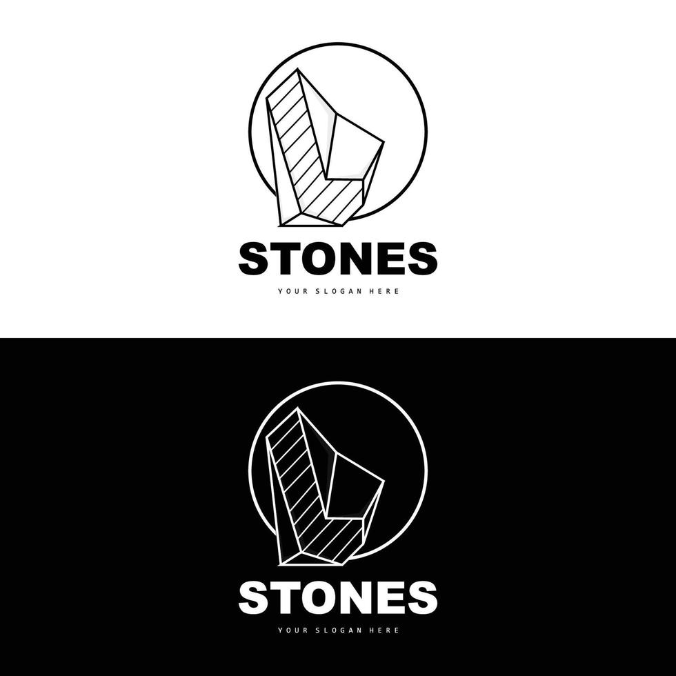 logotipo de pedra, pedra vetorial moderna com estilo de linha de geometria, design para decoração estética, produto moderno de marca, linha de geometria estética abstrata de ícone simples vetor