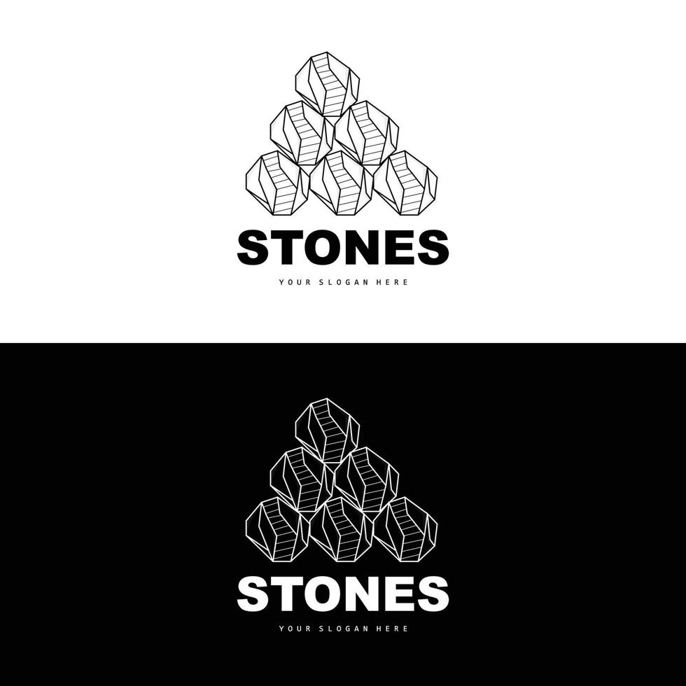 logotipo de pedra, pedra vetorial moderna com estilo de linha de geometria, design para decoração estética, produto moderno de marca, linha de geometria estética abstrata de ícone simples vetor