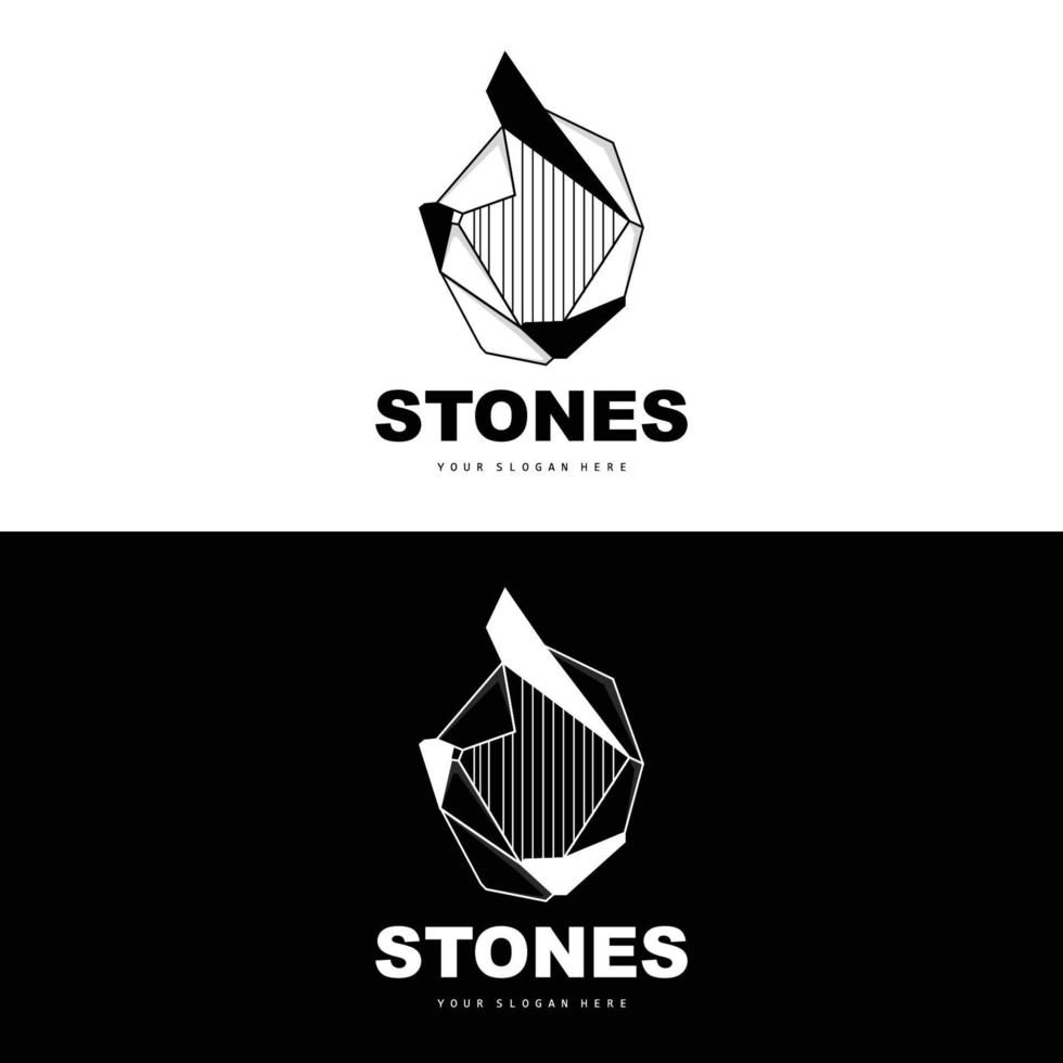 logotipo de pedra, pedra vetorial moderna com estilo de linha de geometria, design para decoração estética, produto moderno de marca, linha de geometria estética abstrata de ícone simples vetor