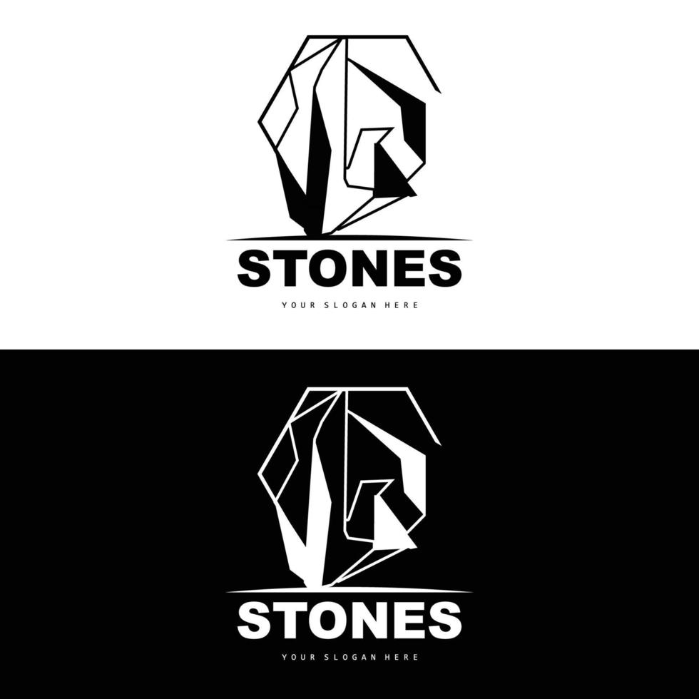 logotipo de pedra, pedra vetorial moderna com estilo de linha de geometria, design para decoração estética, produto moderno de marca, linha de geometria estética abstrata de ícone simples vetor