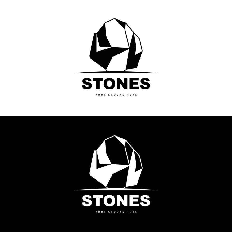 logotipo de pedra, pedra vetorial moderna com estilo de linha de geometria, design para decoração estética, produto moderno de marca, linha de geometria estética abstrata de ícone simples vetor