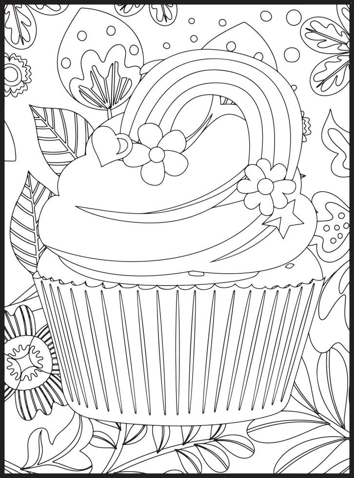 cupcakes para colorir vetor