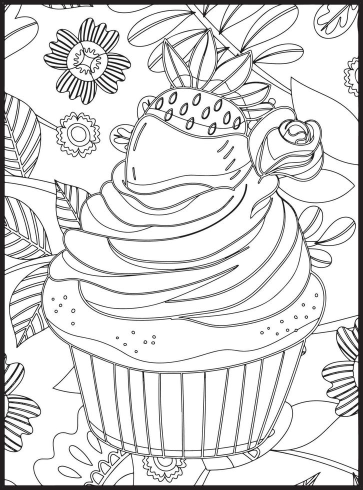 cupcakes para colorir vetor