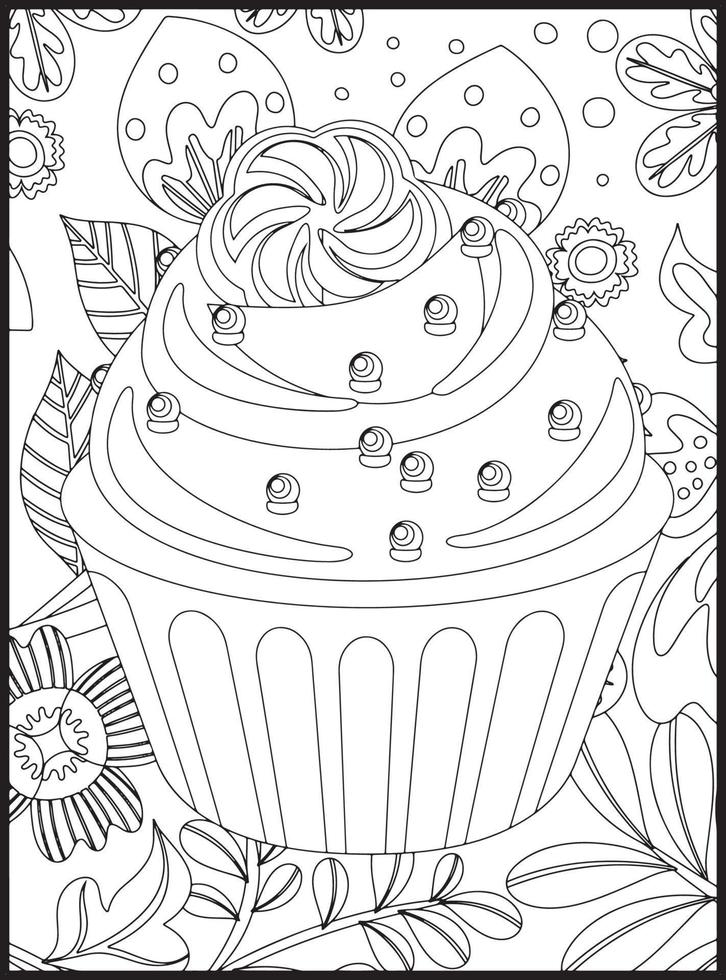 cupcakes para colorir vetor