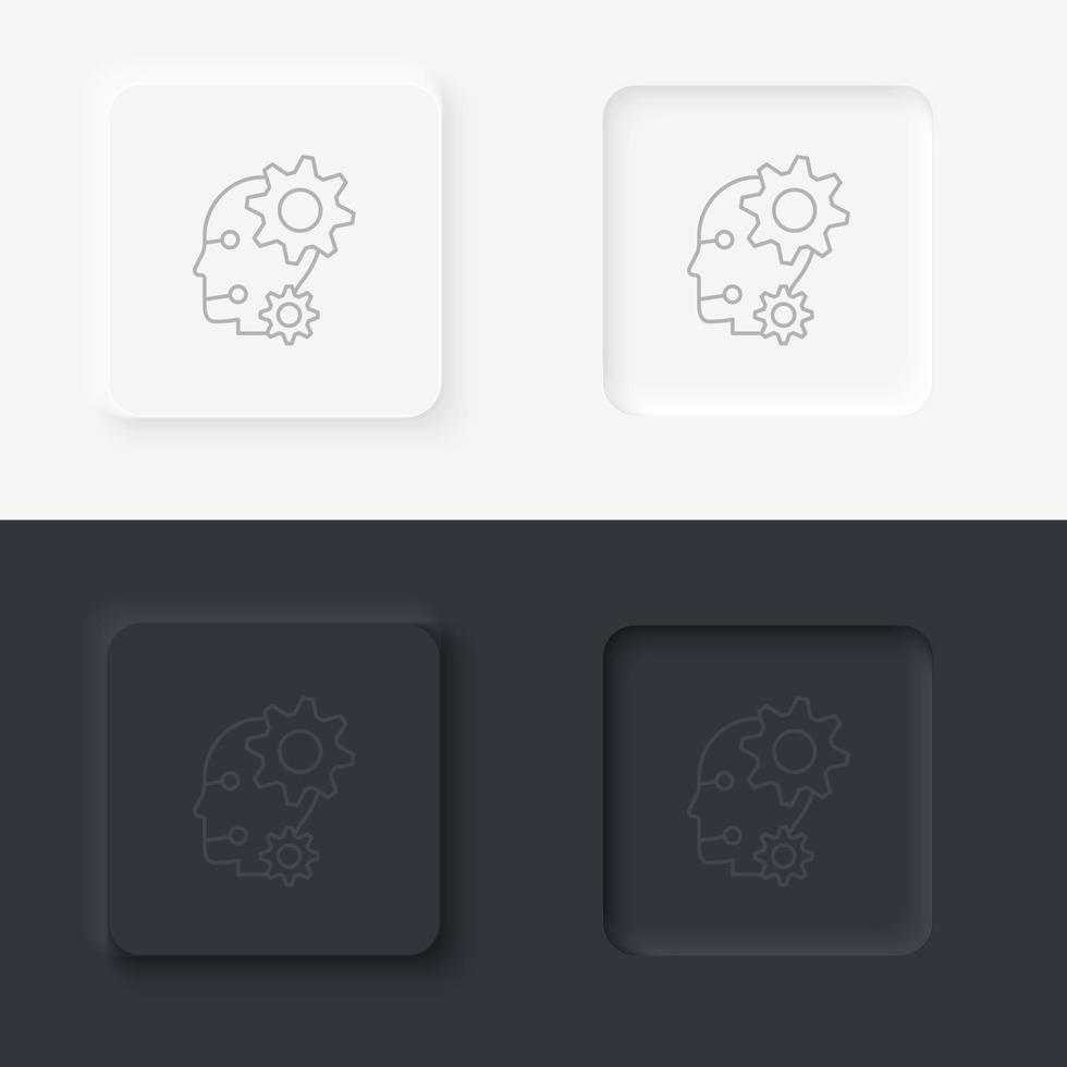 robô, ícone de configurações - vetor. conjunto de ícones de vetor de estilo neumórfico de inteligência artificial