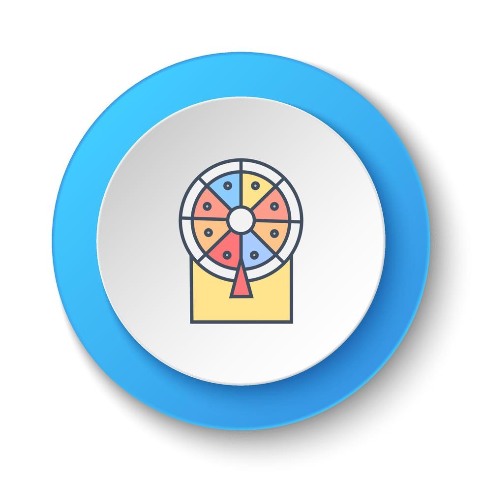 botão redondo para o ícone da web. casino, sorte, loteria, retrô. banner de botão redondo, interface de crachá para ilustração de aplicativo em fundo branco vetor