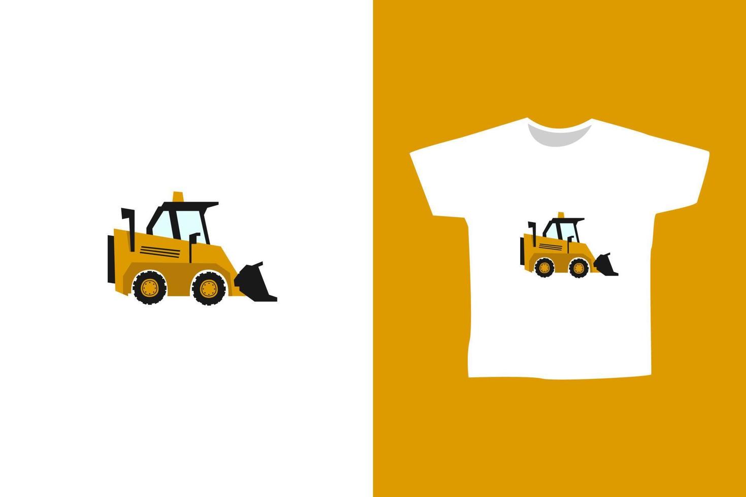 cartoon de escavadeira plana printvector para impressão ou ilustração de design de conceito de camiseta vetor