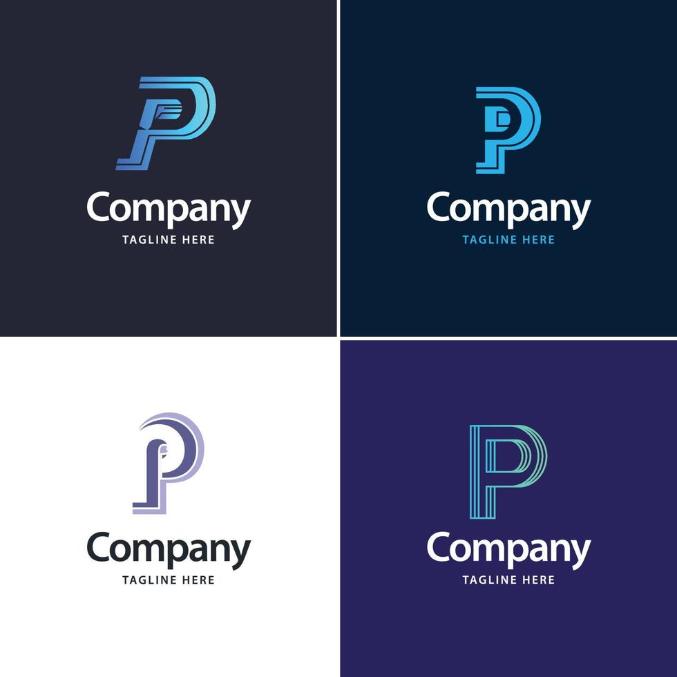 letra p design de pacote de logotipo grande design criativo de logotipos modernos para o seu negócio vetor