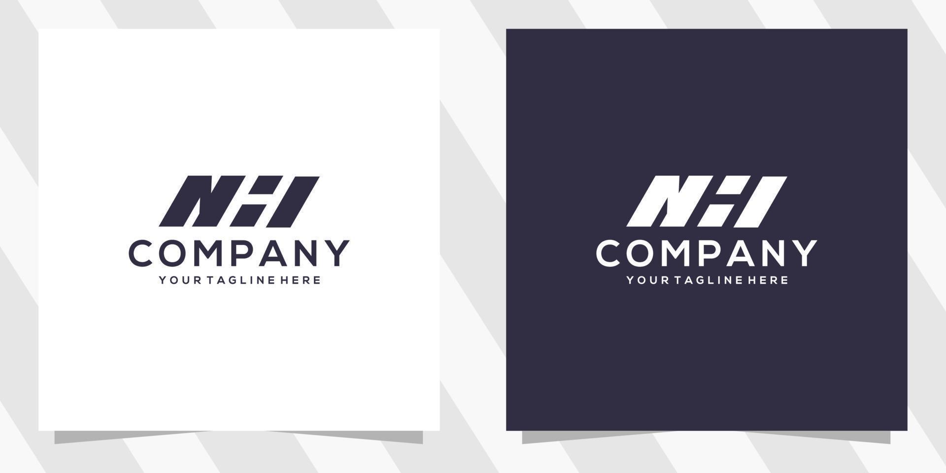 design de logotipo de letra nh hn vetor