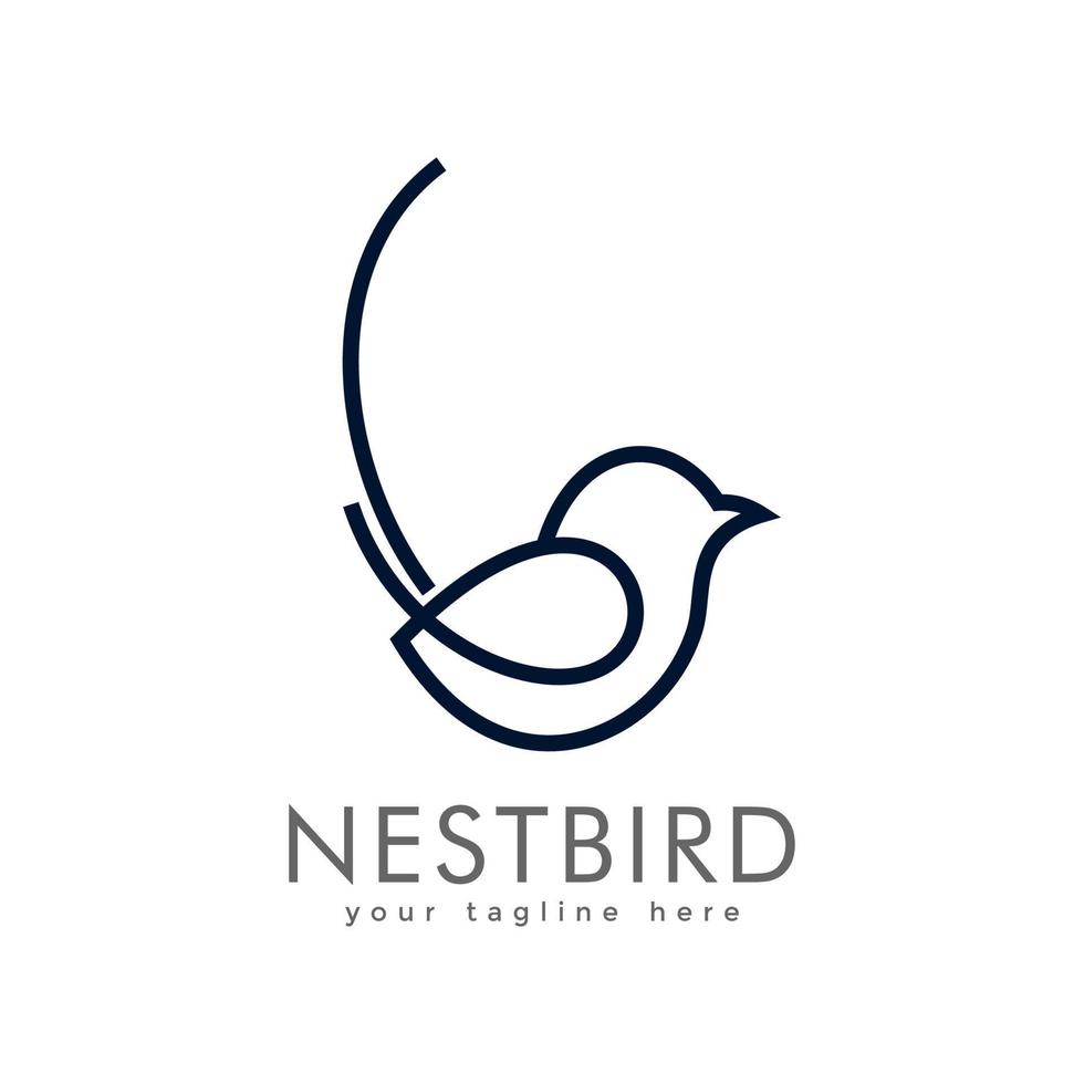 logotipo minimalista simples e limpo ninho moderno pássaro vetor