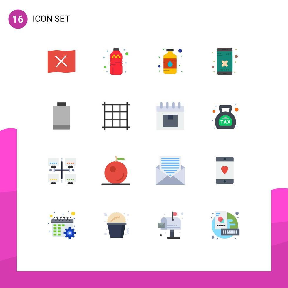 16 ícones criativos, sinais modernos e símbolos de aplicativo de cores de bateria, pacote editável cruzado de elementos de design de vetores criativos