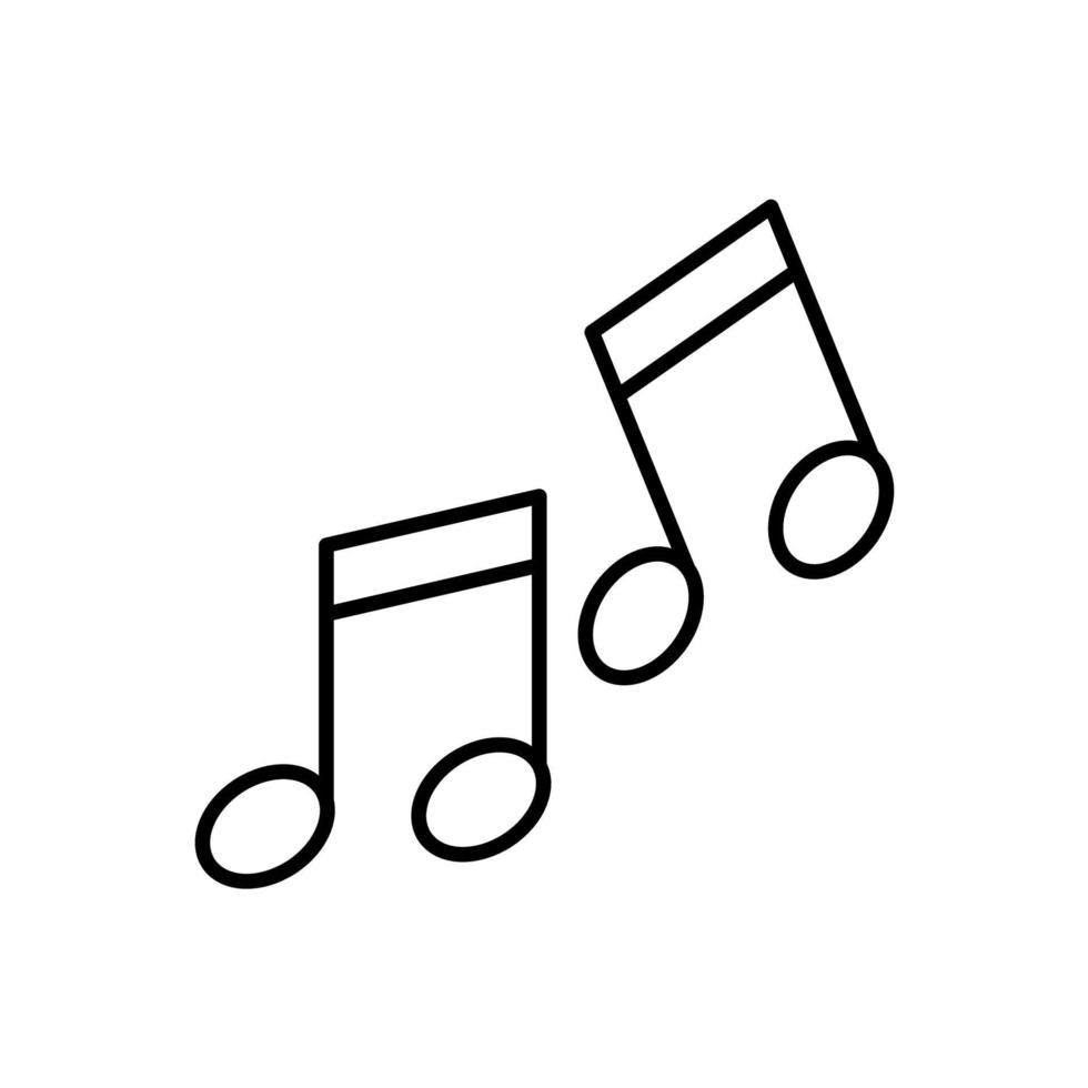 ícone de notas de música de vetor de contorno isolado no fundo branco.