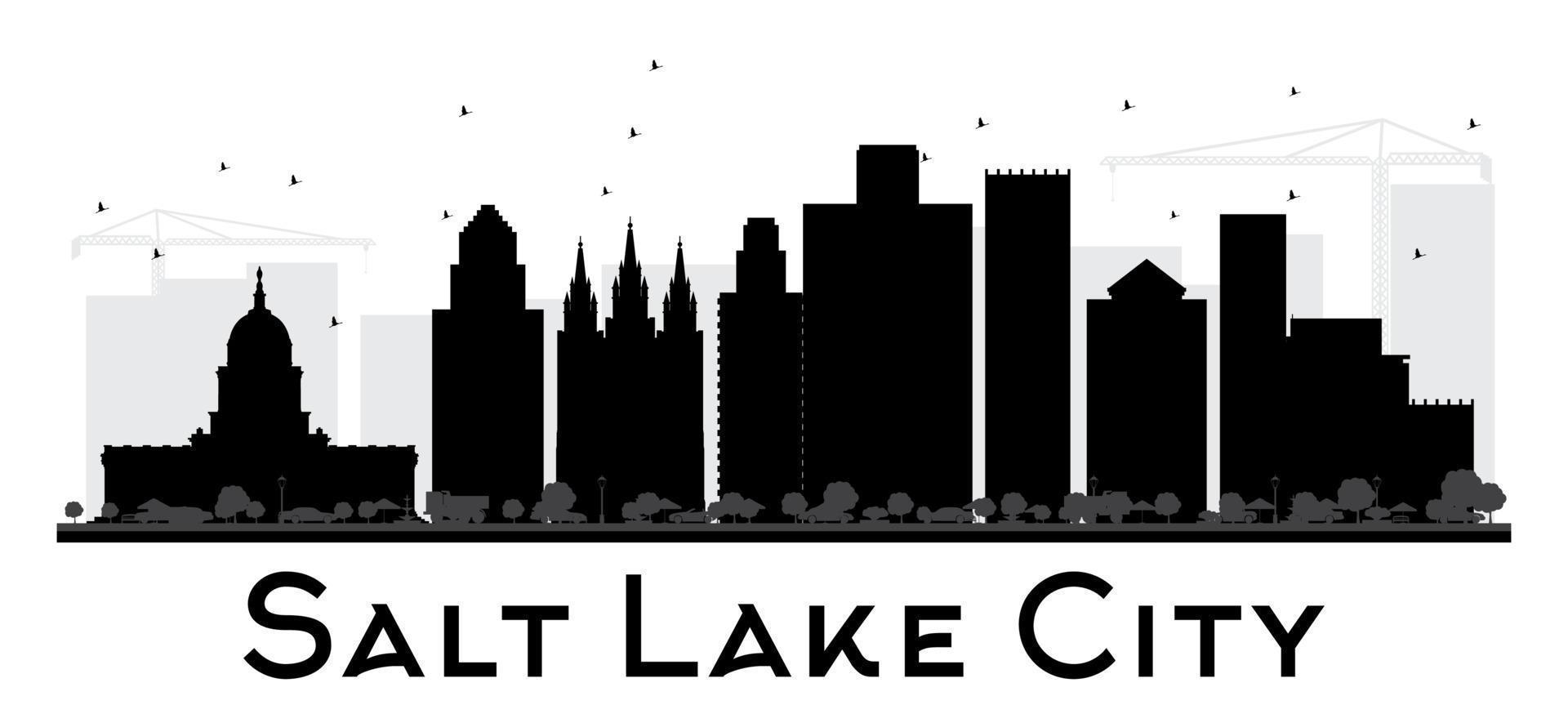 silhueta da cidade de salt lake city skyline preto e branco. vetor