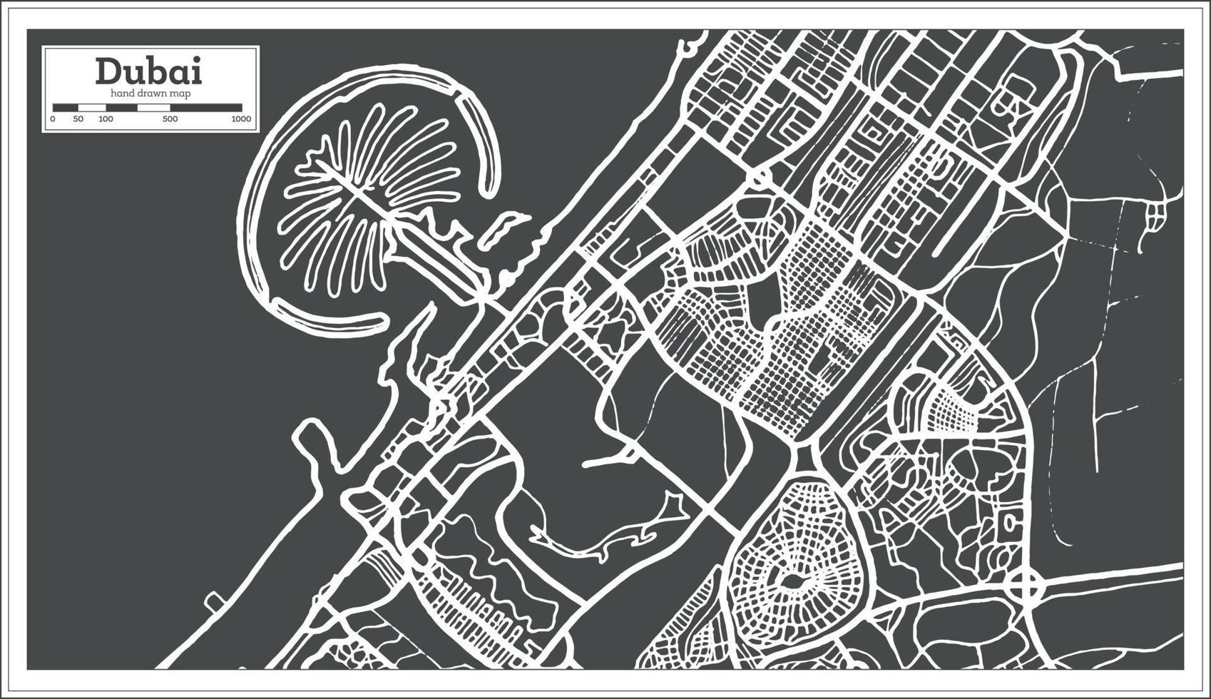 mapa dos Emirados Árabes Unidos em estilo retrô. vetor