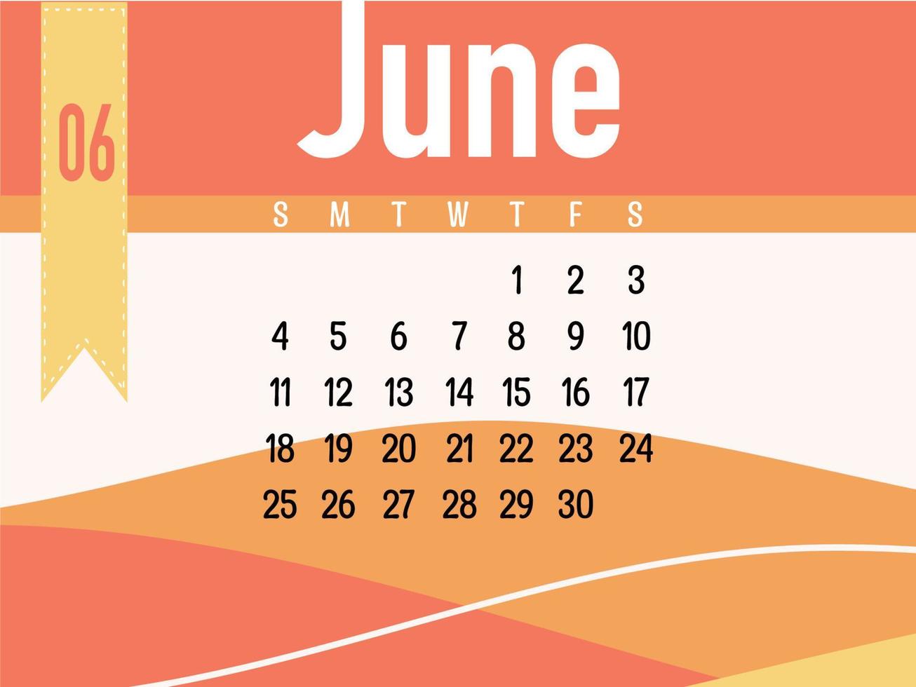 vetor de calendário de junho