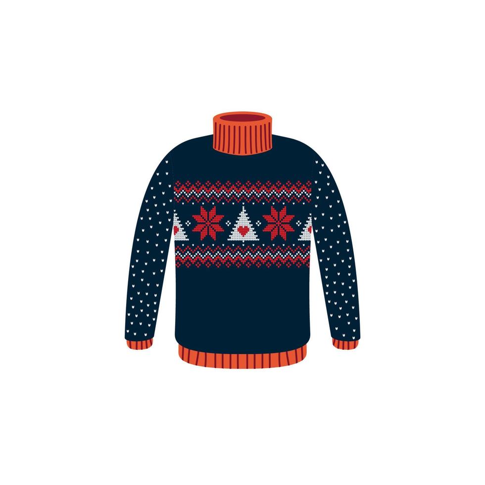 vector suéteres feios para festa de natal. jumpers de malha com padrões de inverno esp